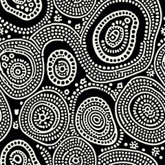 Vector seamless pattern. Abstract dotted texture. Monochrome warped surface. Creative spotty background. Monochrome Australian print. Can be used as swatch for illustrator.
