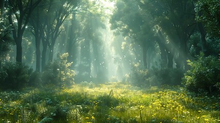 Fototapeta premium sun rays through the forest