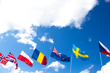 International flags of multiple countries