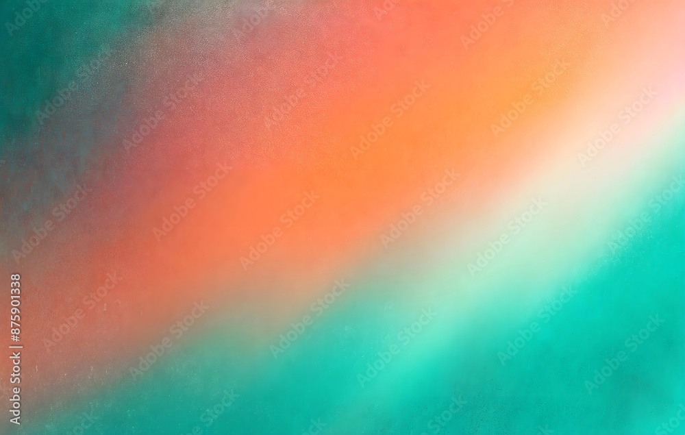 Poster orange teal green pink abstract grainy gradient background noise texture effect summer poste. genera