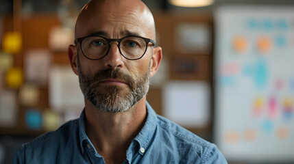 Fototapeta premium Project Management: An American project manager in Seattle leading a cross-functional team 