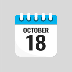 Icon page calendar day - 18 October