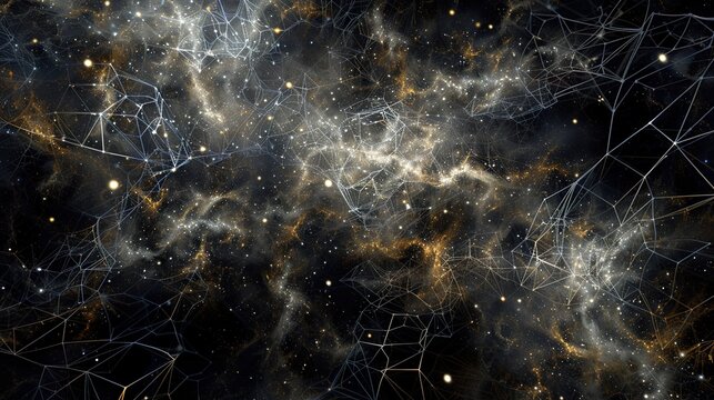 Artistic digital backdrop of interconnected nodes and lines 