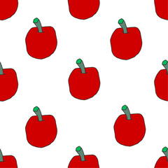 Transparent bottom, seamless pattern with red apples, colors can be easily changed