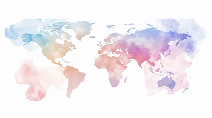 Global Perspectives in Soft Pastels - Minimalist World Map for Global Themes