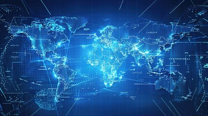 Digital Global Map Display in High Resolution for Technology and Globalization Concepts