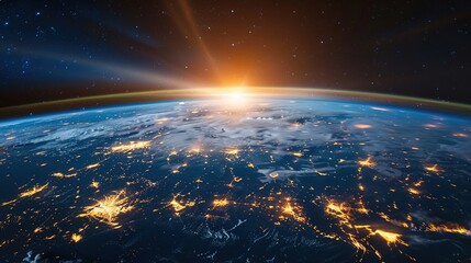 Fototapeta premium Futuristic Satellite View of Earth Revealing Continents and Oceans