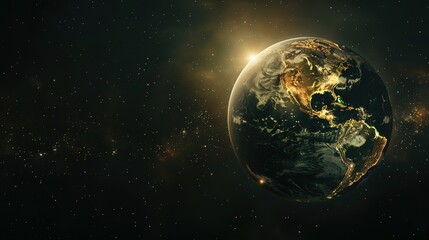 Fototapeta premium Illuminated 3D Globe Floating in Space - Futuristic and Scientific Concept