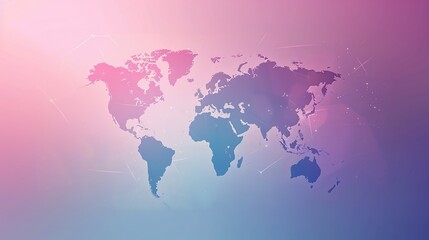 Fototapeta premium Minimalist Global Perspective: Simplified World Map Outline on Gradient Background
