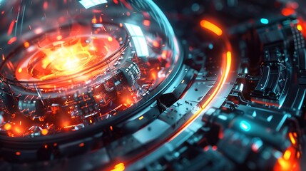 Fototapeta premium Illuminated Fusion: Futuristic Energy Concept with Glowing Plasma Containment Chamber