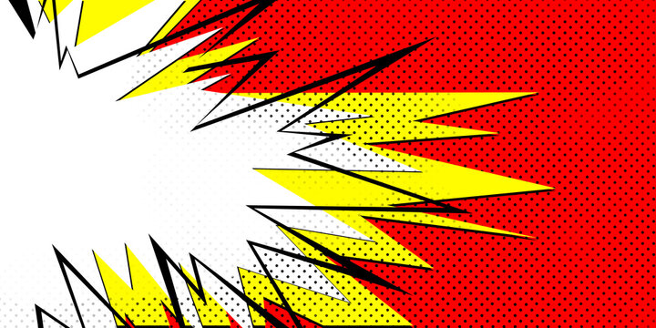 Explosive pop art design on a dotted red background, comic book style burst effect, modern and creative concept. 3D Rendering