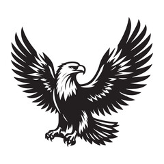 elegant black and white eagle illustration, showcasing its iconic beak and fierce expression, representing power and grace