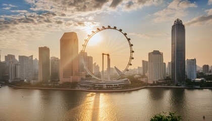 Naklejka premium Riesenrad in einer Großstadt - Skyline