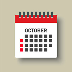 Vector template icon page calendar, month October