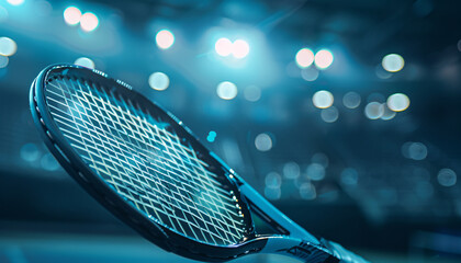Dynamic Tennis Racket at Stadium Lights Summer Olympic Sporting Event sport game in summer olympic