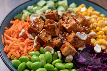Healthy buddha bowl with vegetables