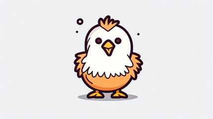 A cartoon chicken with a white head and yellow body.