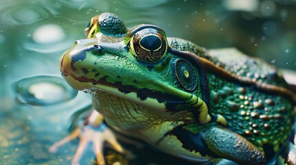 Fototapeta premium Tree frog's face in close-up, highlighting its vibrant colors.