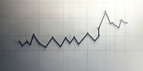 Simple market trend line graph on a sleek, clean canvas, showing growth.