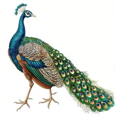 Obraz premium Peacock Vintage fashion cartoon isolated whitebackground