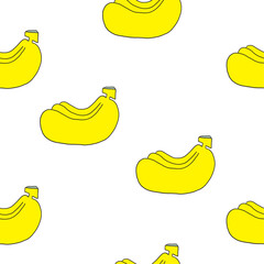 Seamless pattern with cute bananas, background and banana color can be easily changed