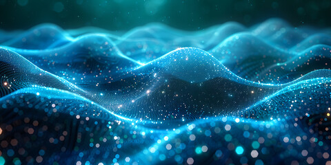 Cybersecurity Abstract Art: Vibrant Blues & Greens