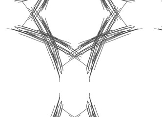 Hexagonal abstract image with hand drawn mirror reflection.