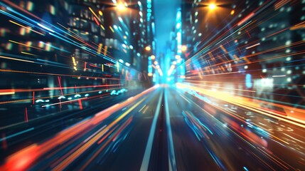 Fototapeta premium Glowing Digital Light Trails - Futuristic High-Tech Background