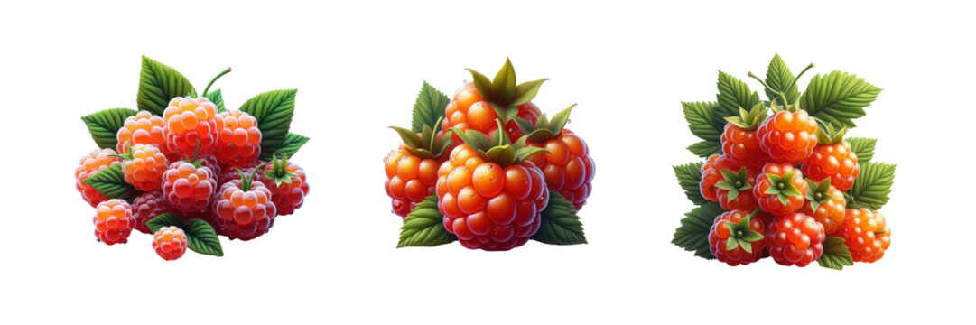 Cloud-berry fruit set of against Transparent background