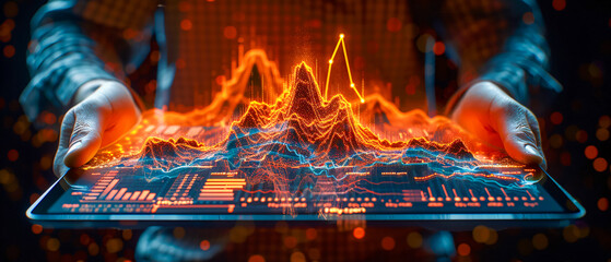 Abstract Digital Design with Data Charts and Futuristic Interface