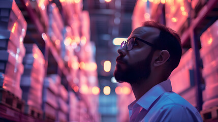 Fototapeta premium Supply Chain Management: An Arab supply chain manager in a logistics center
