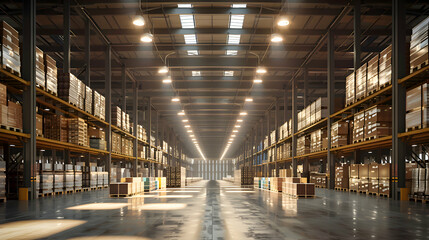 Fototapeta premium Supply Chain Management: An Arab supply chain manager in a logistics center in Qatar using dynamic range optimization to present supply chain efficiencies and logistics flows