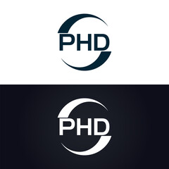PHD logo. P H D design. White PHD letter. PHD, P H D letter logo design. P H D letter logo design in GOLD, GOLDEN LOGO, THREE, style. letter logo set in one artboard. P H D letter logo vector design.