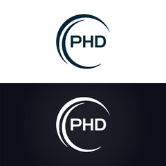 PHD logo. P H D design. White PHD letter. PHD, P H D letter logo design. P H D letter logo design in GOLD, GOLDEN LOGO, THREE, style. letter logo set in one artboard. P H D letter logo vector design.