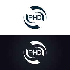 PHD logo. P H D design. White PHD letter. PHD, P H D letter logo design. P H D letter logo design in GOLD, GOLDEN LOGO, THREE, style. letter logo set in one artboard. P H D letter logo vector design.