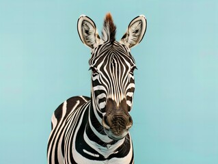 zebra head isolated on blue