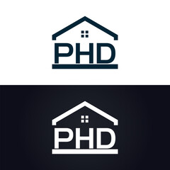 PHD logo. P H D design. White PHD letter. PHD, P H D letter logo design. P H D letter logo design in GOLD, GOLDEN LOGO, THREE, style. letter logo set in one artboard. P H D letter logo vector design.