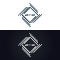 PHD logo. P H D design. White PHD letter. PHD, P H D letter logo design. P H D letter logo design in GOLD, GOLDEN LOGO, THREE, style. letter logo set in one artboard. P H D letter logo vector design.