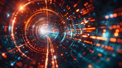 Obraz premium Digital Tunnel of Light and Data