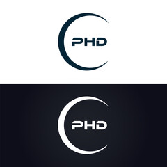 PHD logo. P H D design. White PHD letter. PHD, P H D letter logo design. P H D letter logo design in GOLD, GOLDEN LOGO, THREE, style. letter logo set in one artboard. P H D letter logo vector design.