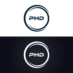 PHD logo. P H D design. White PHD letter. PHD, P H D letter logo design. P H D letter logo design in GOLD, GOLDEN LOGO, THREE, style. letter logo set in one artboard. P H D letter logo vector design.