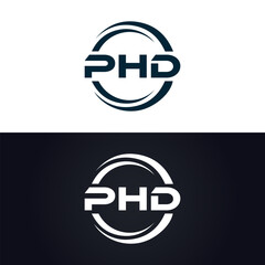 PHD logo. P H D design. White PHD letter. PHD, P H D letter logo design. P H D letter logo design in GOLD, GOLDEN LOGO, THREE, style. letter logo set in one artboard. P H D letter logo vector design.