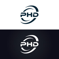PHD logo. P H D design. White PHD letter. PHD, P H D letter logo design. P H D letter logo design in GOLD, GOLDEN LOGO, THREE, style. letter logo set in one artboard. P H D letter logo vector design.
