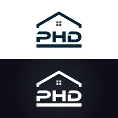 PHD logo. P H D design. White PHD letter. PHD, P H D letter logo design. P H D letter logo design in GOLD, GOLDEN LOGO, THREE, style. letter logo set in one artboard. P H D letter logo vector design.