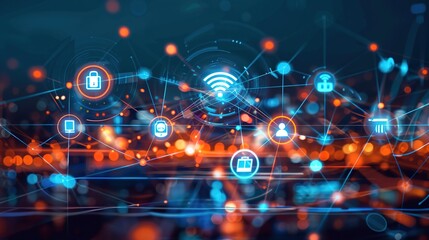 Fototapeta premium Futuristic IoT Gadgets and Wireless Connectivity Abstract Composition for Digital Innovation Concept