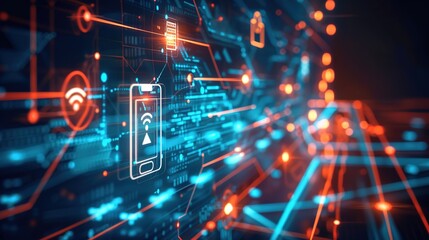 Obraz premium Digital Connectivity: Abstract IoT Devices in Wireless Network - Concept for Innovation