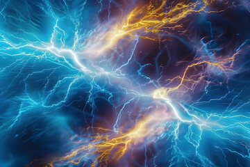 abstract energy and electrical background with blue lightning and plasma