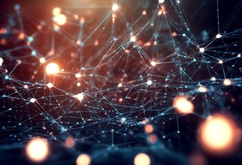 Obraz premium development space network render concept random connectivity digital programming cyber software 3d b abstract code futuristic technology datum design computer interface