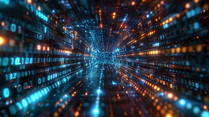 Obraz premium Futuristic Matrix Binary Code Technology Background