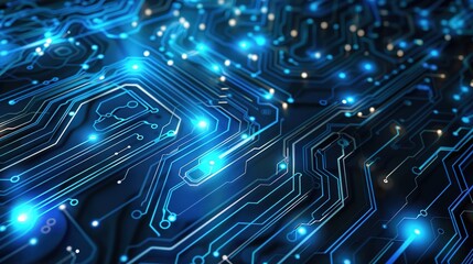 Obraz premium Futuristic Connectivity: Abstract Circuit Board Patterns Symbolizing Innovation and Technology Advancement